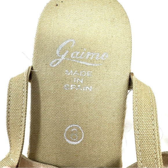 Tan fabric espadrilles wedge sandals, made in Spain, size 8 - Picture 7 of 12